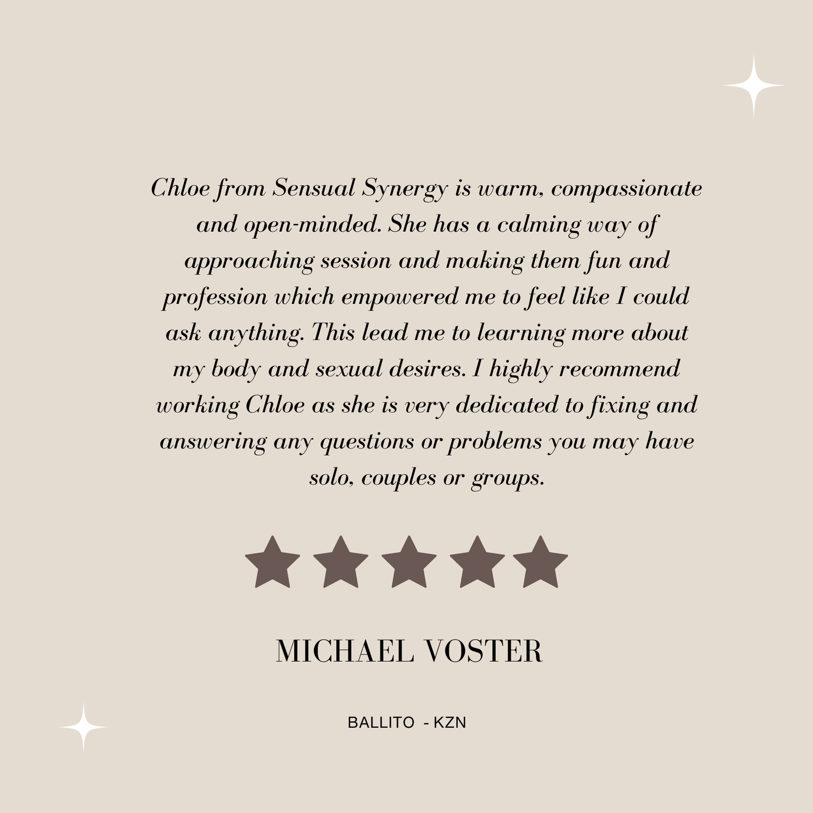 Sensual Synergy with Chloe-Jean Life Coach and Sex Therapist South Africa